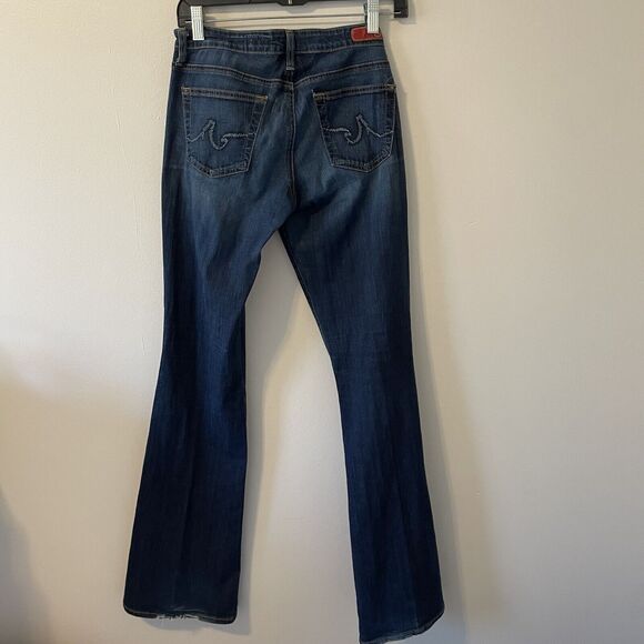 AG Adriano Goldschmied The Club Flare Jeans Women’s 27 R Blue Dark Wash Low Rise - Picture 6 of 8